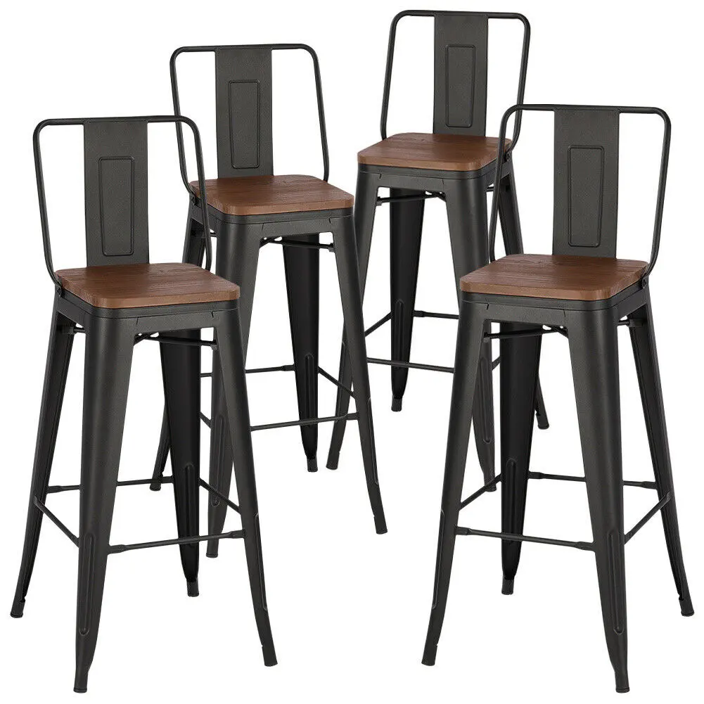 Barato comercial industrial cadeiras de bar, jantar café restaurante metal ferro de volta alta descanso tolix bar stool com assento de madeira