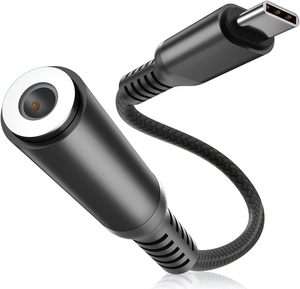 USB tip C için 3.5mm kadın kulaklık adaptör jak 20cm naylon örgülü USB C için 3.5mm Aux ses Dongle kablosu iPad Pro Macbook - Product Image 3