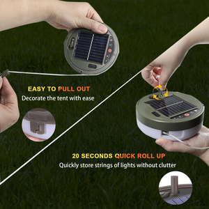 RGB USB y carga solar Cadena de luz LED de doble potencia Control de aplicación inteligente Cadena de luz impermeable para acampar al aire libre