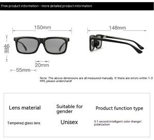 2025 Nueva Tecnología TR90 marco lente de vidrio templado 0,1 CAMBIO DE Color rápido gafas de sol fotocromáticas Chip de computadora gafas de sol - Product Image 3