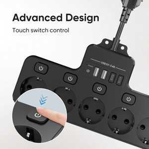 Enchufe estándar multifuncional europeo para el hogar inteligente, cable corto, placa de enchufe USB de múltiples posiciones de 4 orificios para el hogar - Product Image 2
