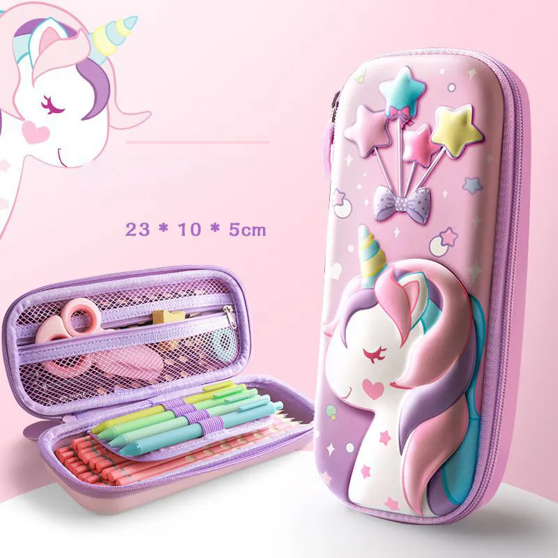 3D EVA unicorn cute pencil bag cartoon stationery box girls boys Color pencil bogs student pencil case for kids