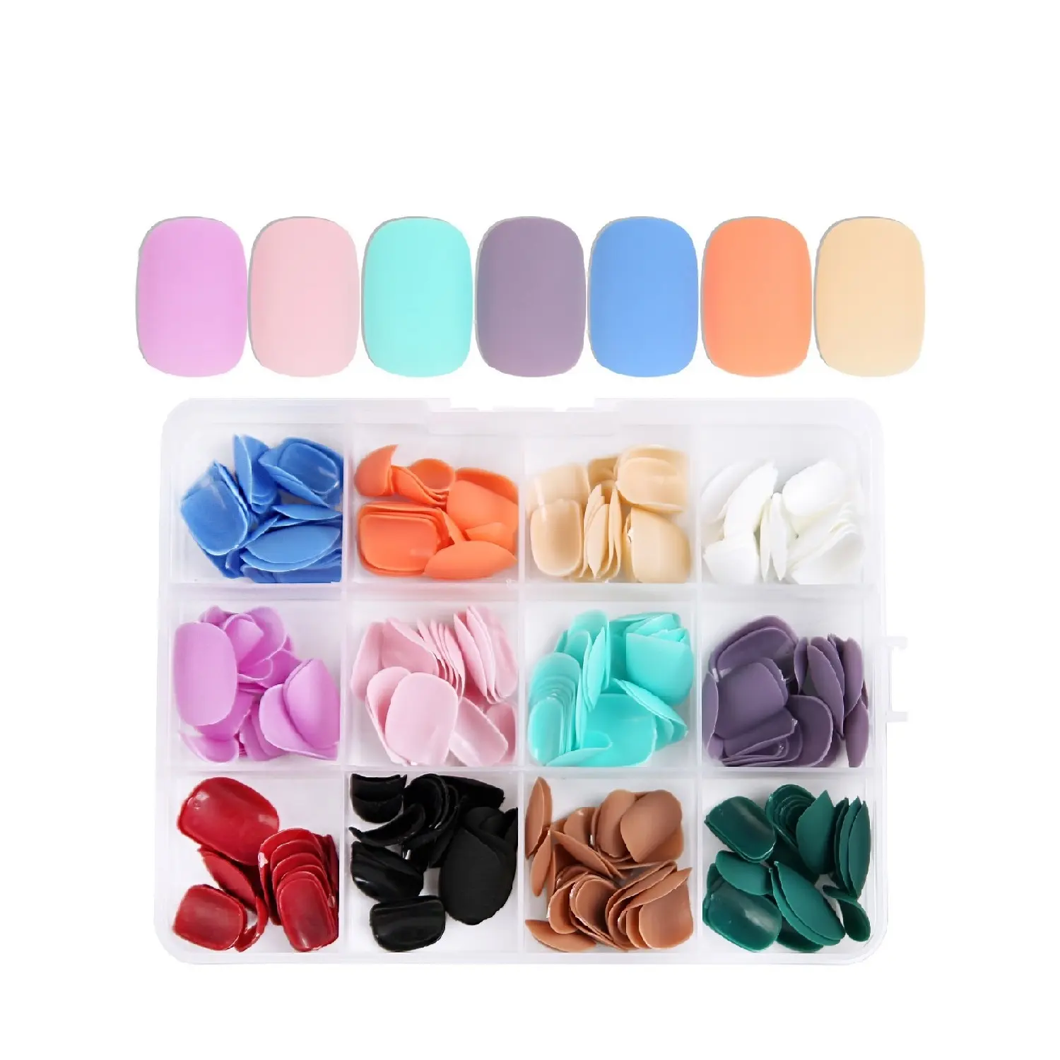 24 pièces de faux ongles de conception supérieure, couverture complète, rouge, bleu, rose, couleur bonbon, ballerine longue, ongles professionnels