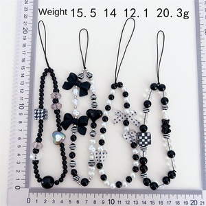 Mới Bay Bướm Đính Cườm Điện Thoại Di Động Dây Buộc Màu Đen Trắng Chuỗi Với Tình Yêu Hộp Bow Shell Treo Thời Trang Mặt Dây Chuyền & Charms - Product Image 2