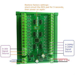 Módulo colector de corriente de entrada analógica 8-24CH 4-20MA a RS485, placa MODBUS RTU para Sensor de presión de termopar PT100 K DC 12 24V - Product Image 6