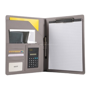 Luxury <strong>A4</strong> Gray Business Portfolio <strong>Folder</strong> Multifunction Office <strong>Conference</strong> Presentation <strong>Folder</strong> with <strong>Notepad</strong> PU Leather - Product Image 1