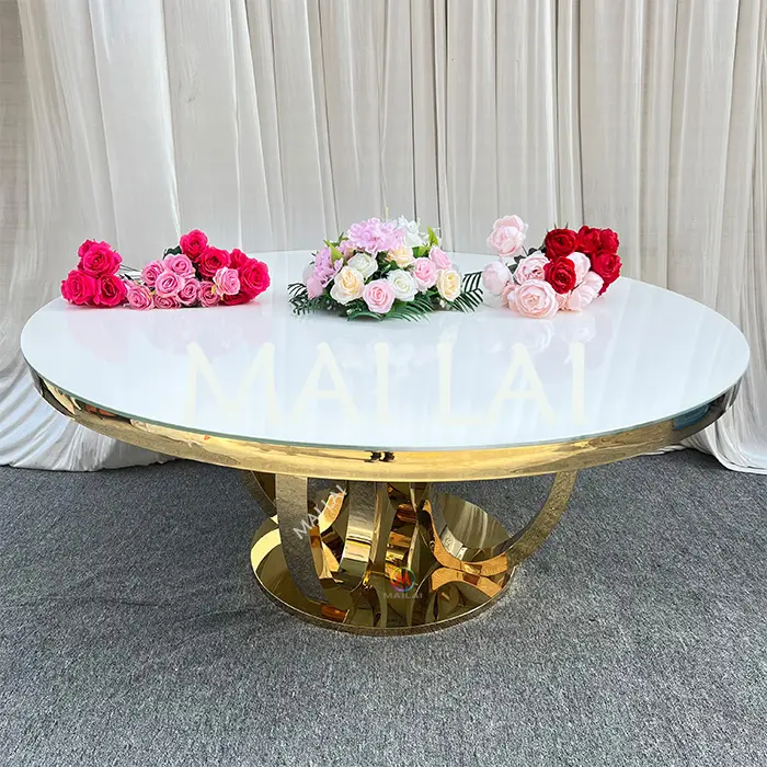 Mesa de jantar de casamento, alta qualidade 6ft/8ft, ar livre, aço inoxidável, jardim, decoração, mesa