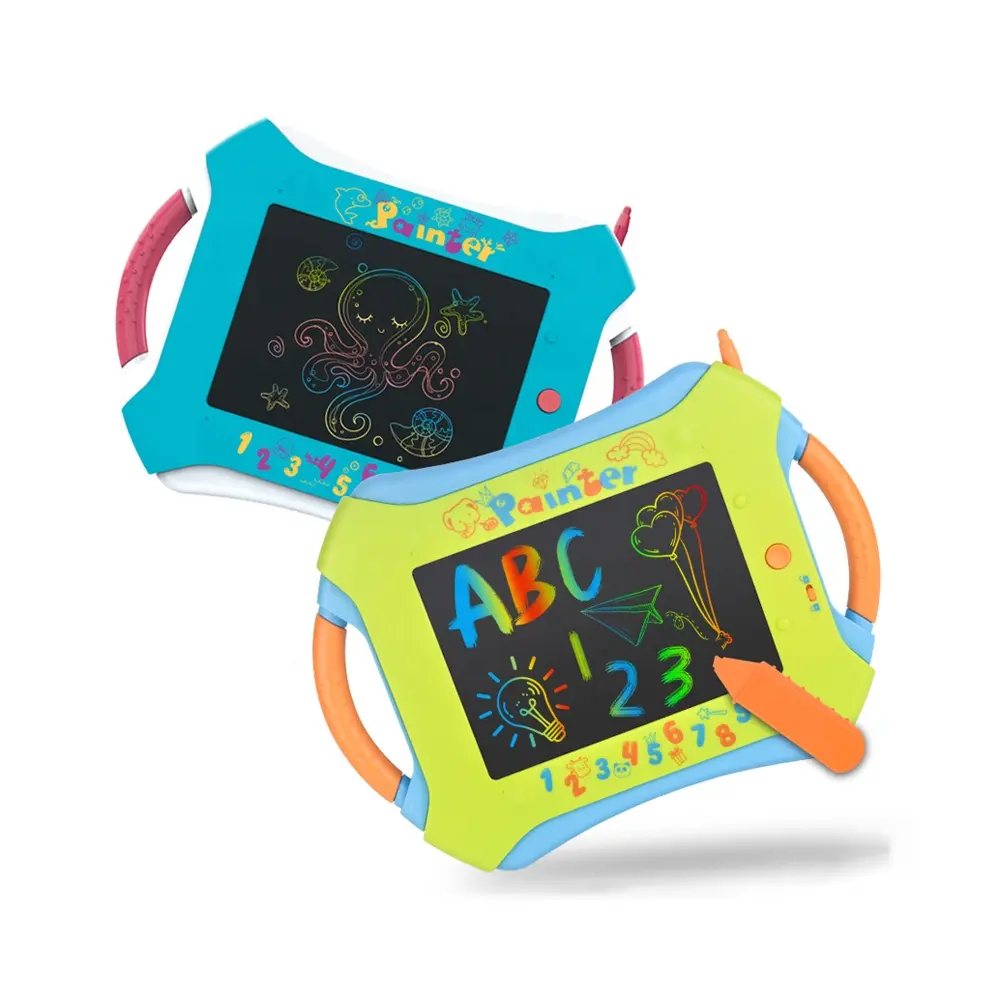 Tablero de dibujo para niños en edad preescolar, LCD a color juguete de pintura, con herramientas de dibujo y molduras de plástico de animales, novedad