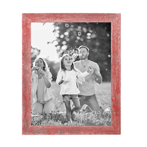 HMS <strong>11x17</strong> Rustic Red Solid Wood Picture <strong>Frame</strong> Classic Style with Creative Square Pattern for Photos for 8x10 and 12x16 Sizes - Product Image 3