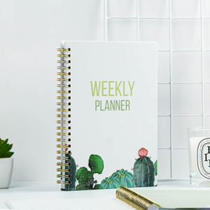 Cubierta de papel de estilo floral Rosa Calendario inglés A5 Bloc de notas Plan diario Bobina Planificador semanal sin fecha Cuaderno 2024 A5 Venta al por mayor - Product Image 5