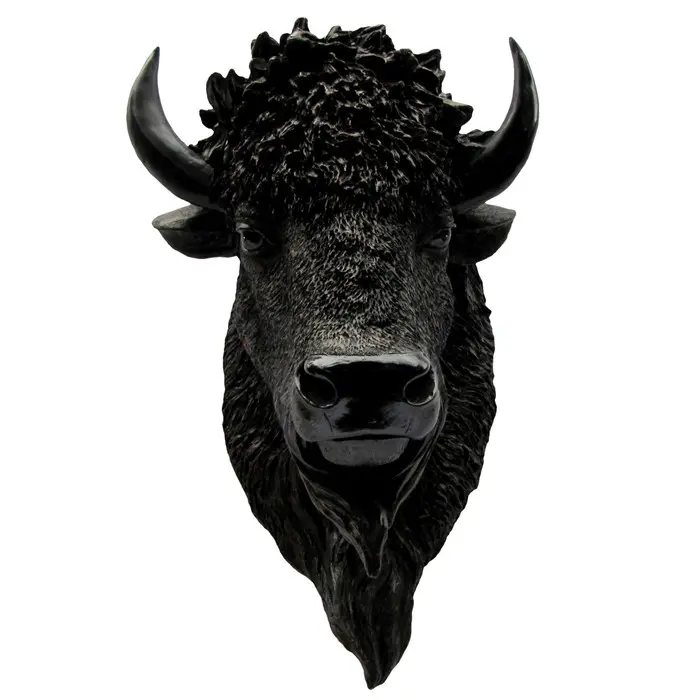 Cabeza de animal de poliresina para montar en la pared cabeza de Bison salvaje de América del Norte, montaje de búfalo de resina, busto de taxidermia de cueva para hombre