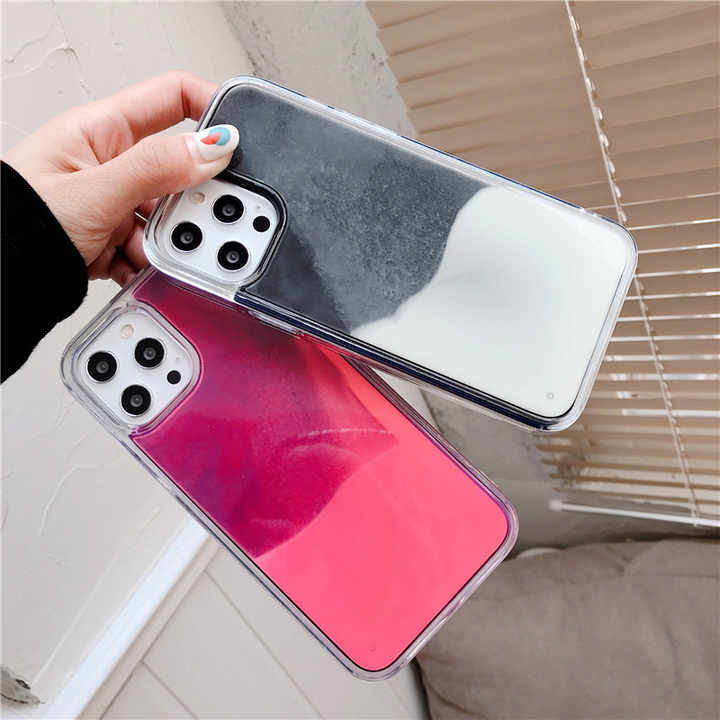 Solid Color Luminous TPU Quicksand Liquid Mobile Phone Case All-Inclusive IPhone16 15 14 13 12 11 Export Models