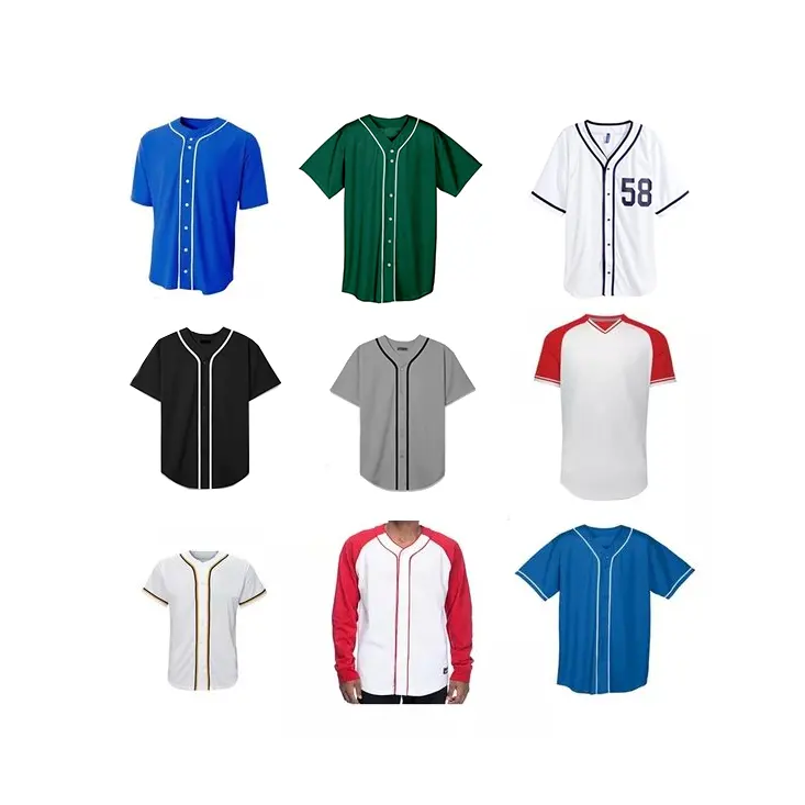 Dblue nueva llegada de alta calidad logotipo personalizado sublimación camiseta de béisbol de manga corta con botones camisa deportiva ropa de Softbol
