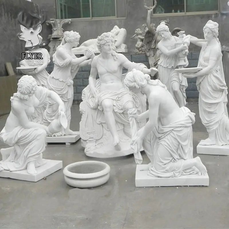 Escultura de mármol de tamaño antiguo para decoración de Hotel, estatua de piedra de baño Apolo