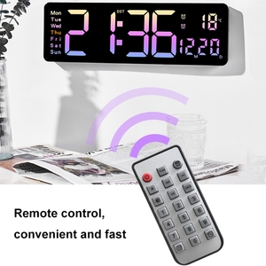 Multifunctional Home Decor Large Screen Remote Control <strong>Digital</strong> Electronic Color Wall Clockwith <strong>Temperature</strong> Week and Calendar - Product Image 6