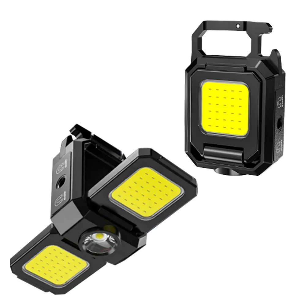 Luz DE TRABAJO COB de doble tamaño, abridor de botellas de regalo de 800 lúmenes, impermeable, para exteriores, pequeña lámpara de Camping EDC, llavero, linterna Led