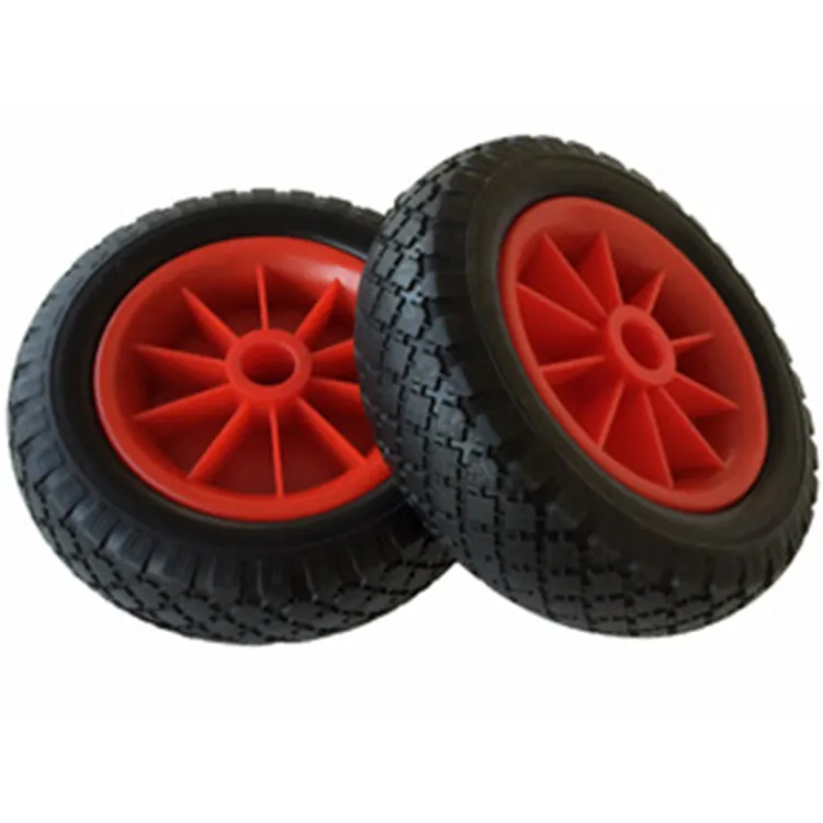 10" Polyurethane PU Foam Solid Rubber Tire Wheel with Bearings Flat-Free All-Terrain Accessory