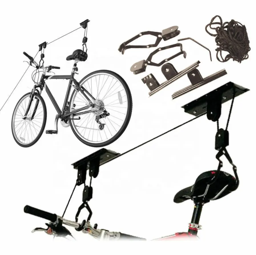 Rak Penyimpan Dudukan Sepeda 20KG, Rak Katrol Sepeda untuk Garasi, Penghemat Ruang