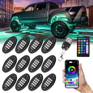 Bluetooth APP renkli şasi işık 4 6 8 10 12 RGB atmosfer ışığı çift uzaktan kumanda 12v kaya işık için kamyon - Product Image 1