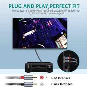 Preço de fábrica 2-em-1 Auxiliar 3.5mm 2 RCA Jack Car Stereo Smart Aux Cabo Trançado Carga PVC para Microfone <span class=keywords><strong>Speaker</strong></span> <span class=keywords><strong>Computer</strong></span>