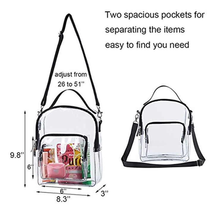Bolso bandolera transparente para mujer, bolsa de calle, aprobado por el estadio