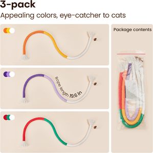 Interactive <strong>Safe</strong> Teeth Cleaning Cat Nip Toys Chew Ropes 3Pcs with Refillable Natural <strong>Catnip</strong> for Indoor Kittens