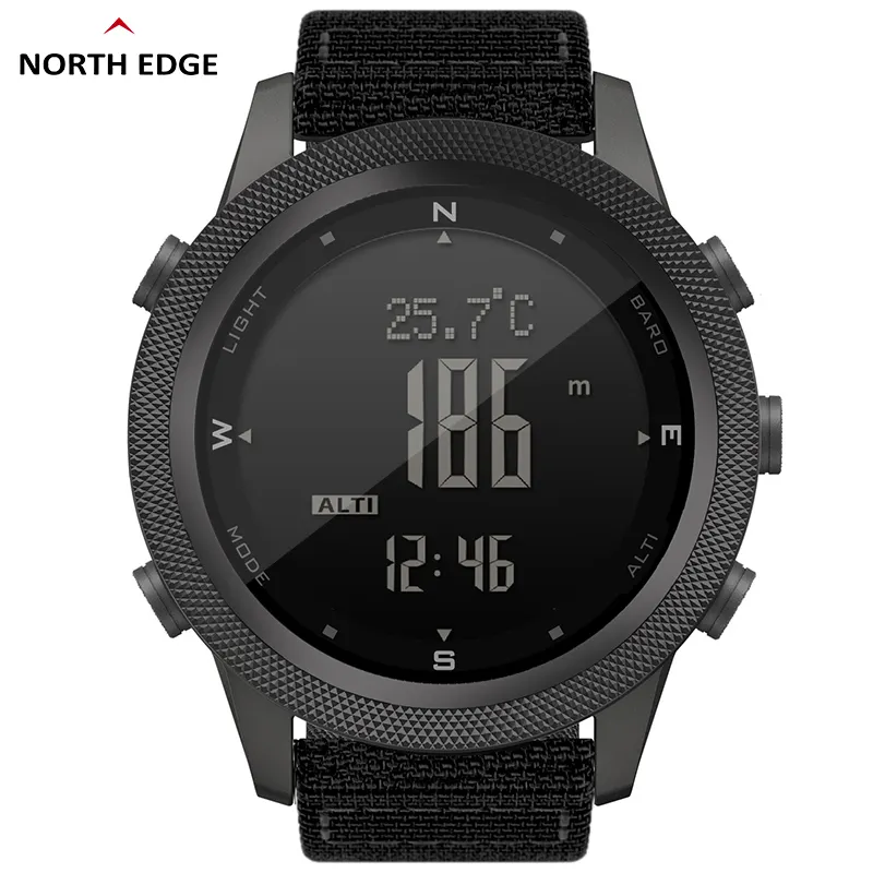 NORTH EDGE APACHE-46 Herren Sport-Smartwatch Digital-Altimeter Barometer Kamera aktiviert mit Metallgehäuse für iOS mit Kompass