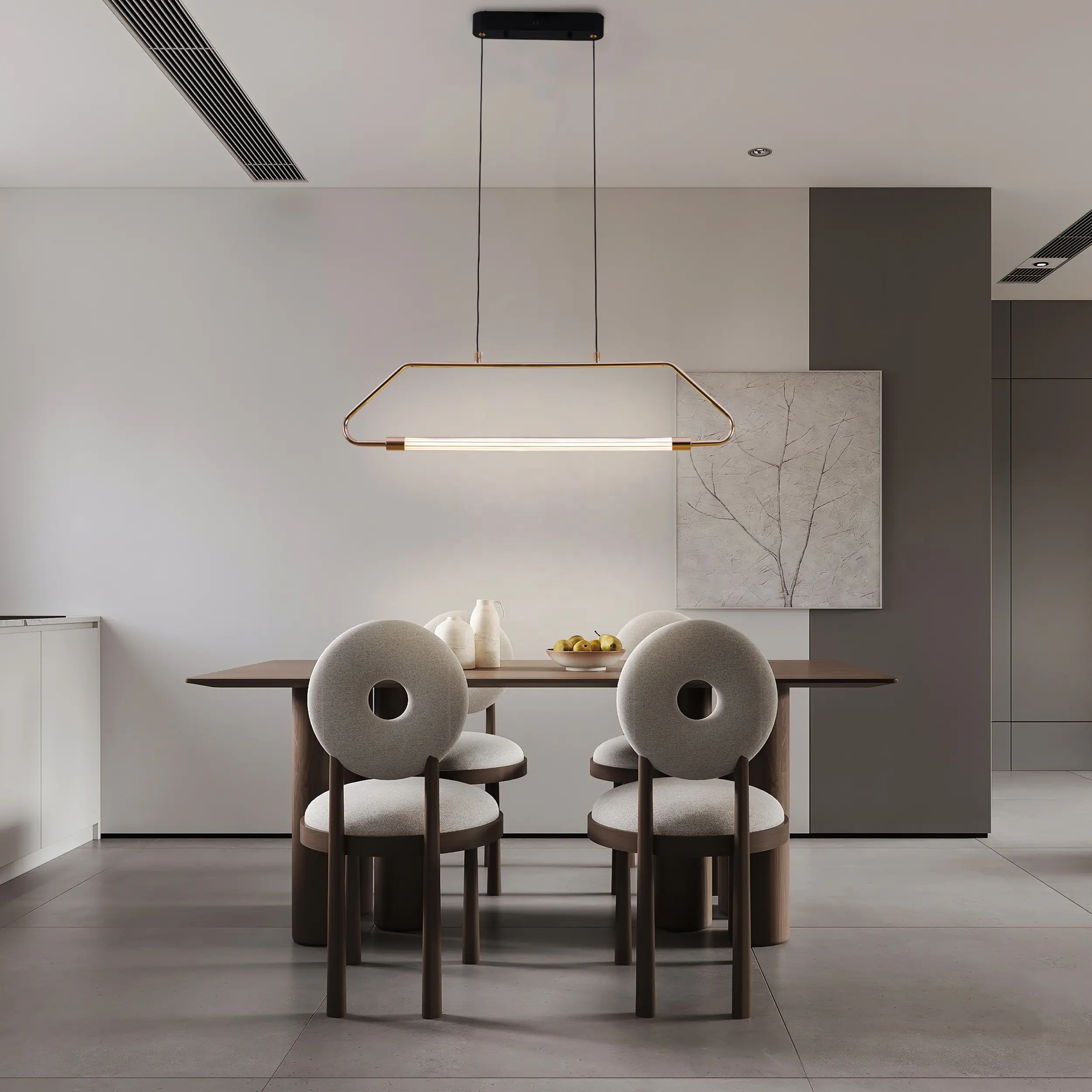 Led Line Pendant Light Dining Room Lighting Modern Design Led Tri Color Changing Acrylic & Metal Hanging Lighting Fixture