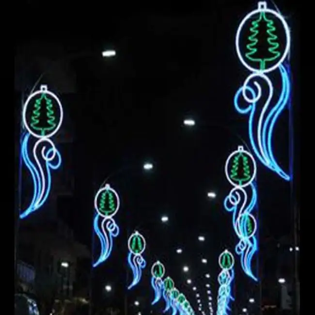 Iluminación de Festival al aire libre, 2D luz con motivo de Navidad, decoraciones comerciales, luz Led de calle con motivo de poste