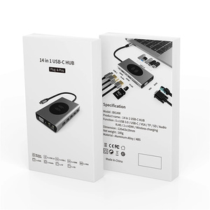 14合1 USB C集线器至2 * HDTV适配器，带5 * USB PD3.0千兆以太网VGA 3.5毫米音频SD/TF无线充电器c型集线器适配器 - Product Image 2