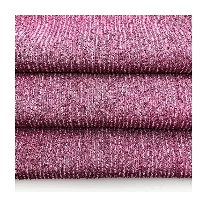 Neue Trends glänzend Slight Twist Vertikale Stange 99% Polyester 1% Elasthan Stück gefärbt 3D Jacquard Kett stricks toff für Kleidung