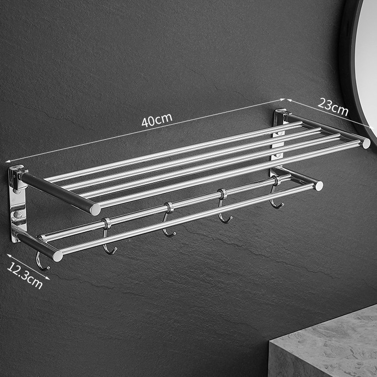superficie a specchio - singolo pieghevole - doppia barra con ganci - 40 cm