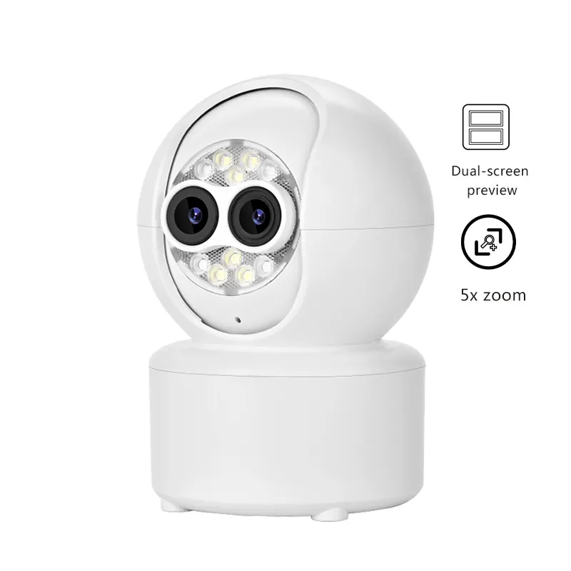 Dome Binocular PTZ 8X Zoom IP Icsee Camera Smart Home Mobile Tracking 360 Graus Panorâmica Rede de Segurança Monitor