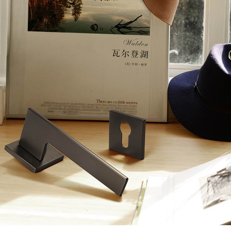 Safety Black Zinc Alloy Interior Door Handle Lever Lock With  Mortise Lock Door Handle