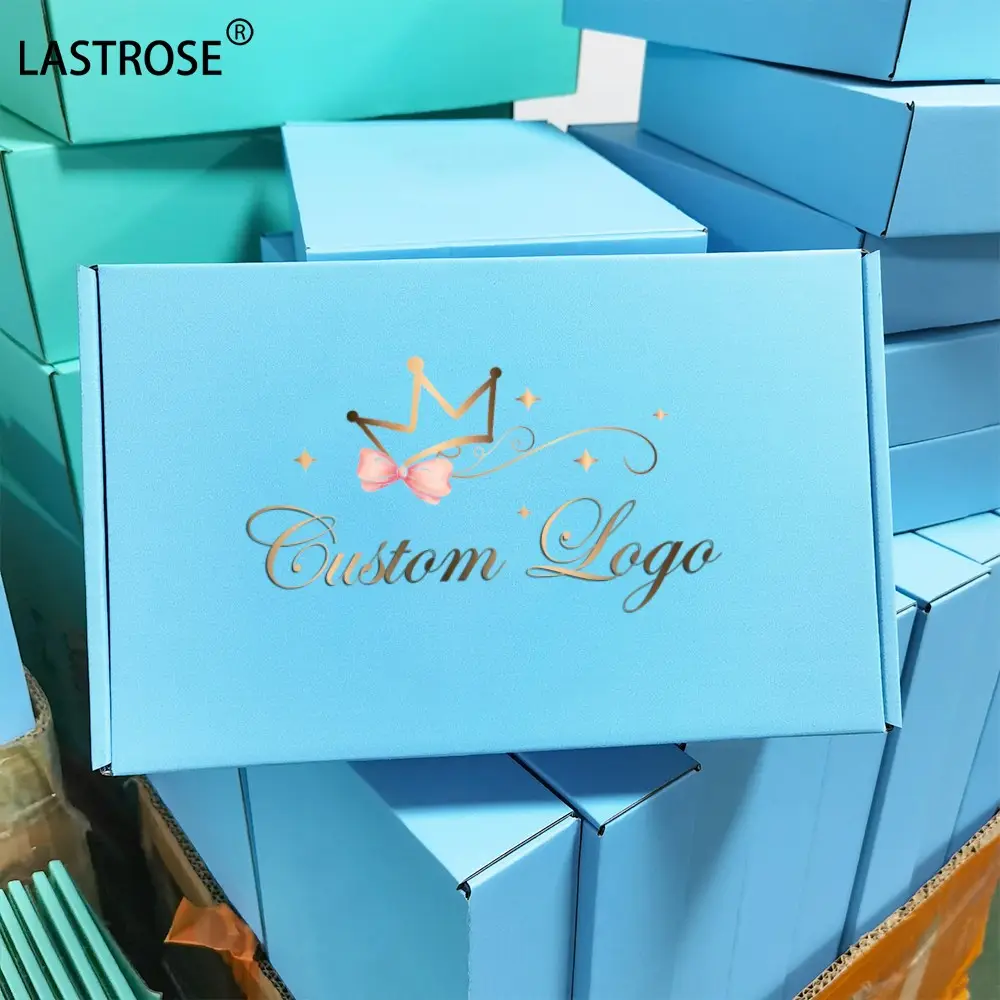 Caja de regalo azul claro, caja de envío vacía al por mayor para maquillaje, caja de embalaje de cosméticos de papel de etiqueta privada