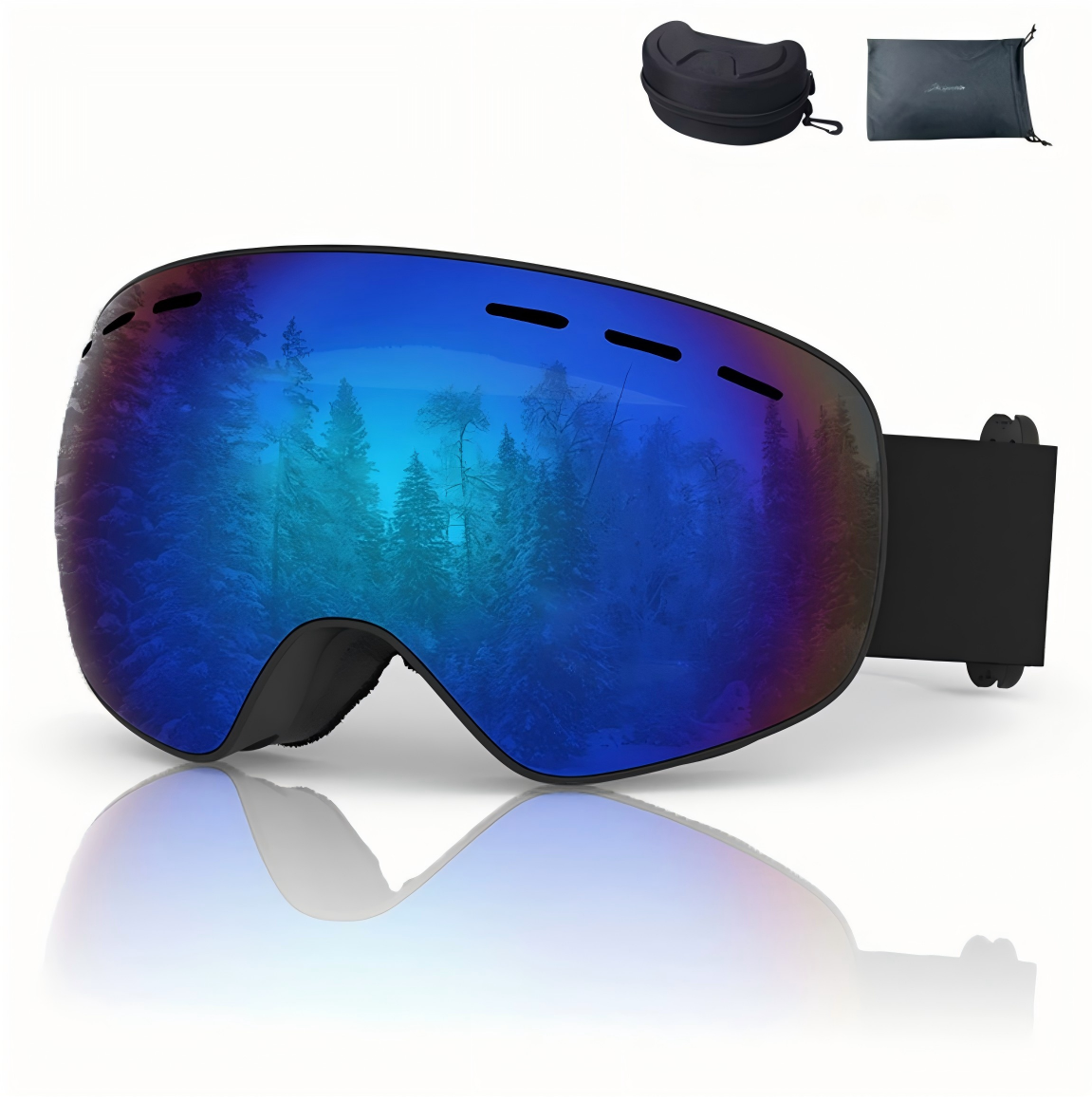 HX-037 Monture Noir Mat, Verres True REVO Bleu (Étui EVA + Pochette)