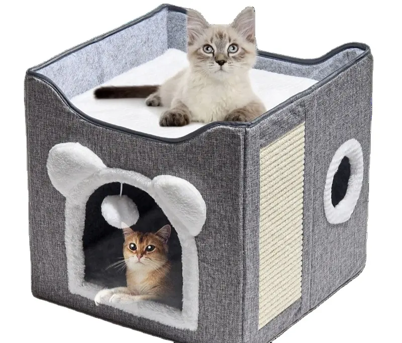 뜨거운 판매 도매 새로운 도착 인기있는 럭셔리 공장 가격 3 1 고품질 실내 접이식 고양이 동굴 따뜻한 고양이 침대 집