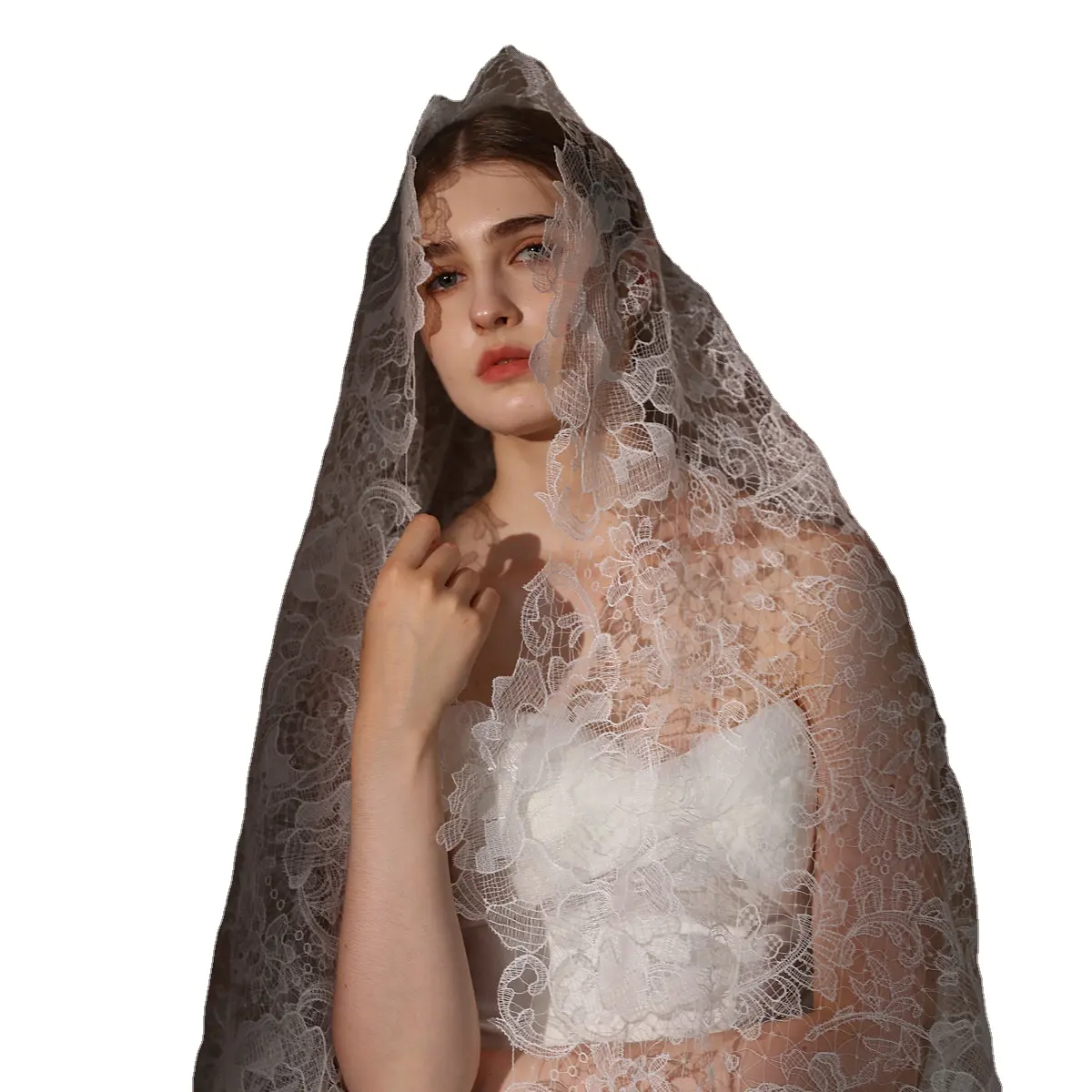 Singolo strato di pizzo bianco da sposa velo da sposa copricapo da sposa fiore accessori per capelli da sposa
