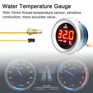52mm Water <strong>Temperature</strong> Gauge Car Digital Meter LED Display 9-36V with <strong>Temperature</strong> <strong>Sensor</strong> Alarm <strong>Function</strong> for Cars and Trucks - Product Image 4