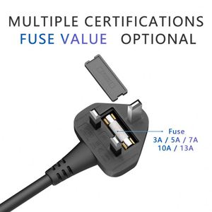 Sigorta ile yüksek kalite 3 tel İngiltere standart AC güç kablosu bilgisayar için 3Pin fiş güç kablosu - Product Image 6