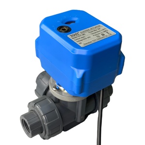 TOYI MO AC/DC9-24智能阀AC220V三通聚氯乙烯电动球阀，带黄铜水和气体电驱动 - Product Image 1