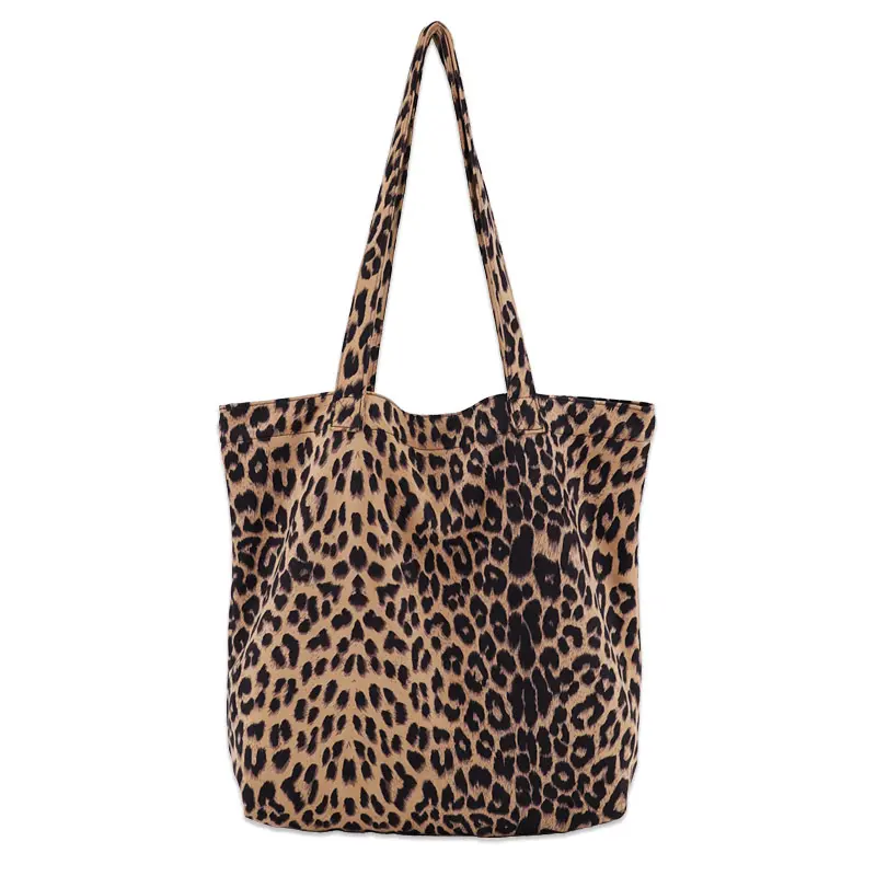 South Korea Fashion one shoulder bags leopard Women's vintage canvas tote bag