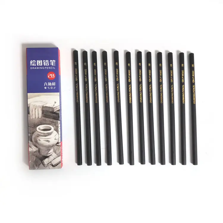 Erasable 12/box 2b Non-toxic Hexagonal Pencil Student Standard Pencil For Writing Drawing Sketch