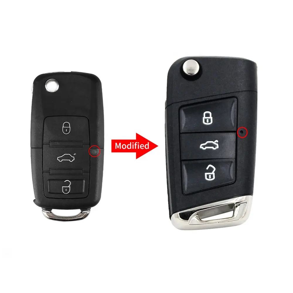 Funda plegable para llave de coche, 3 botones, nueva, abatible, mando a distancia, para GOLF7, Jetta, Passat, Polo, llave de coche rota