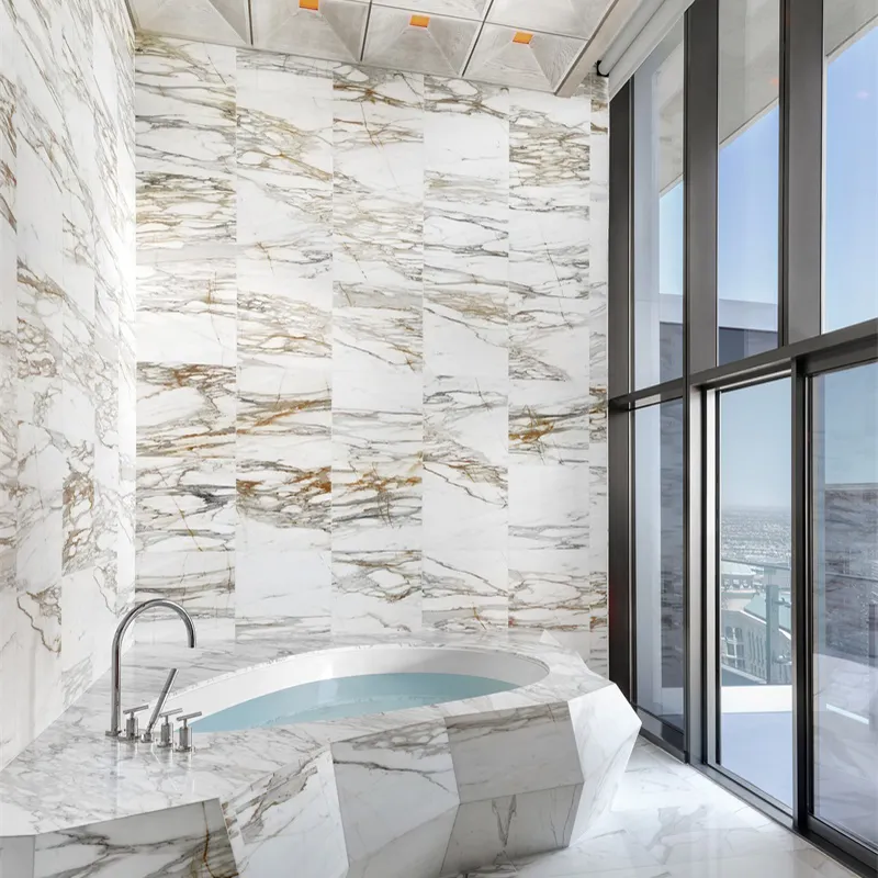 GOLDTOP OEM/ODM marbre pierre d'ingénierie calacata naturel blanc et calacata or marbre dalles et carreaux pour salles de bains
