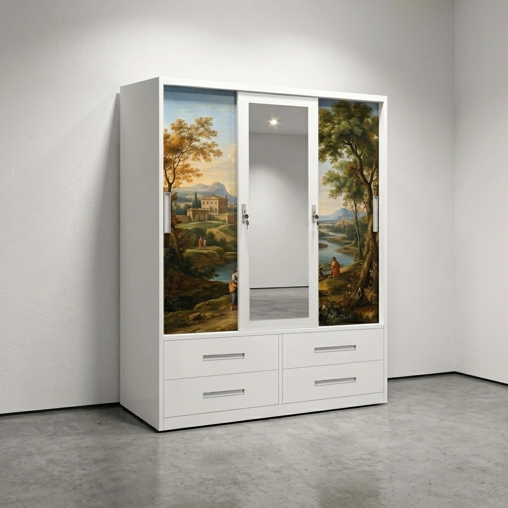 Armoire métallique imprimée UV avec peinture de paysage classique