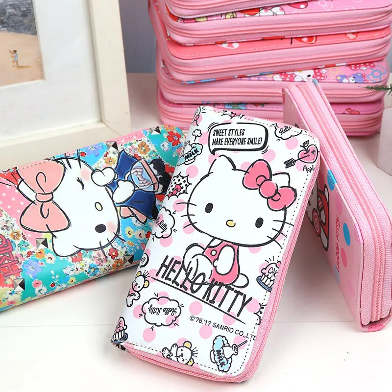 Mayorista Cartoon Lady Long Storage Wallet Multicompartimento Cremallera Monedero PU Cremallera Wallet