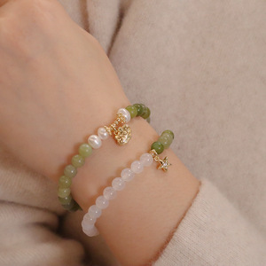 2024 New Chinese Natural <strong>Jade</strong> <strong>White</strong> Agate Pearl Pendant Bracelet Freshness Hand Ornaments Women Wholesale Fashion Bracelets - Product Image 3