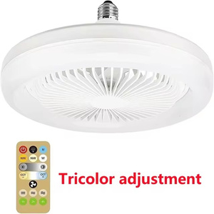 Ventilador de techo con temporizador de luz LED Lámpara de ventilador de control remoto LED E27 Ventiladores de techo silenciosos inteligentes para dormitorio Sala de estar 30W - Product Image 6