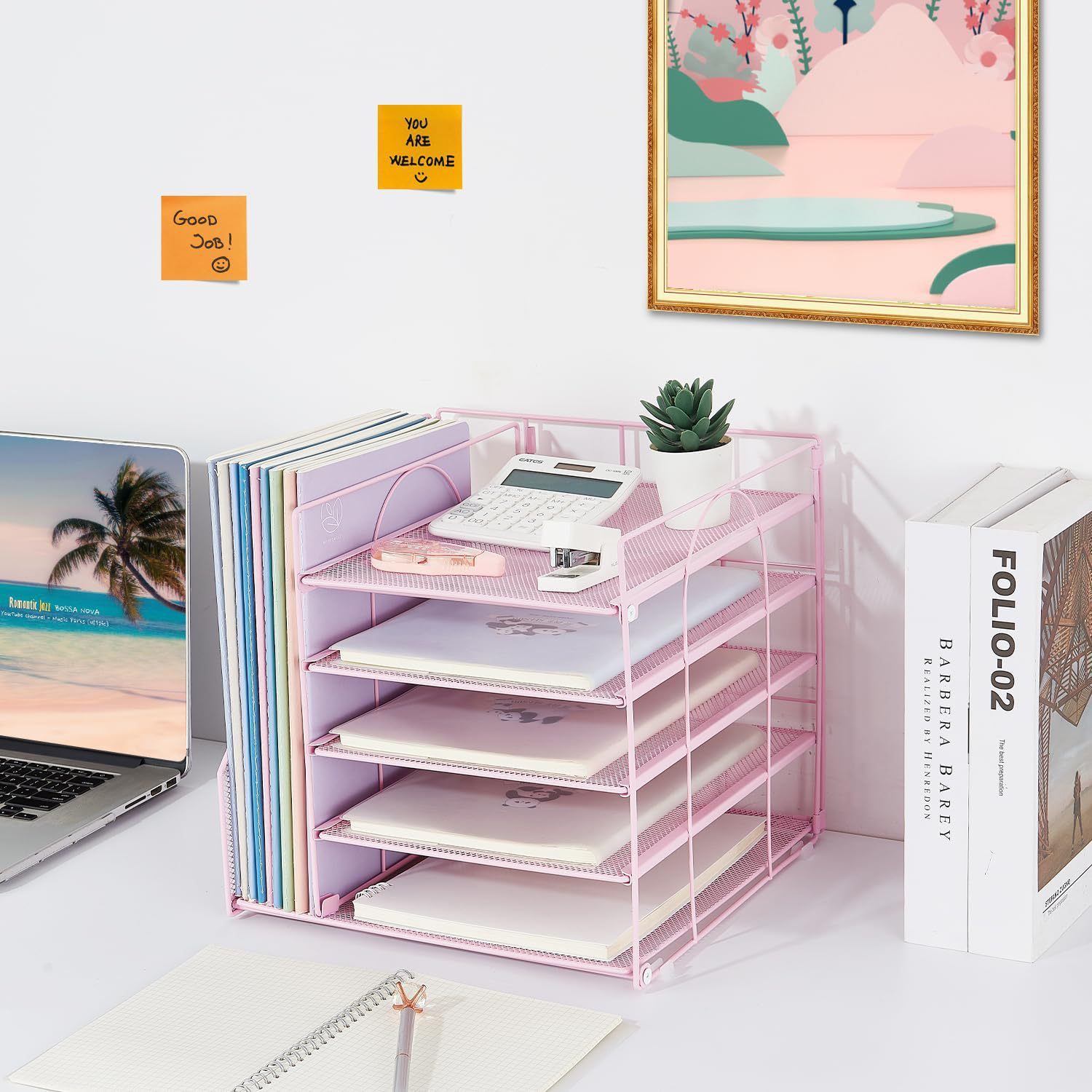 8126 Single-sided A5 Pink Five-tier File Holder